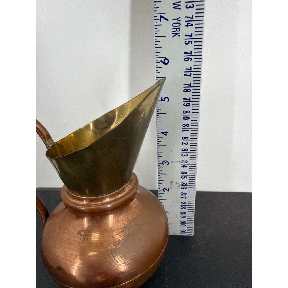 Vintage Flemish Original Copper Brass Pitcher Made in Belgium Mixed Metal 5.5